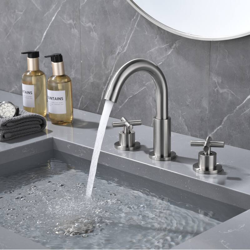 Luxury Gold / Nickel / Black 360 Swivel Bathroom Faucet Widespread with 2 Cross Handles