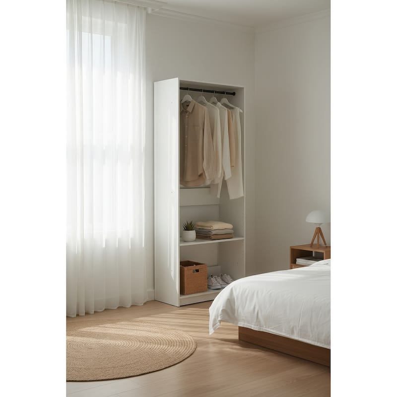 Prosper 32" White Wood Walk-in Closet with Two Rods - 31.4"W x 15.7"D x 83" H