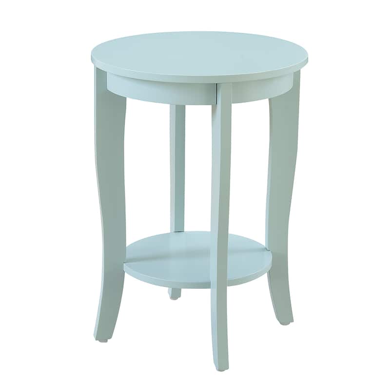 Round Accent End Table with Lower Shelf, Curved Legs and Smooth Finish Ideal for Living Room or Bedroom Corners - 17.75