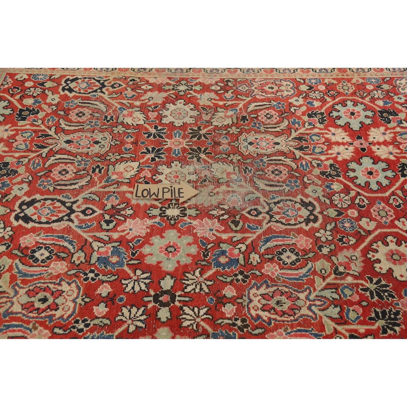 Hand Knotted Oriental 100% Wool Carpet Traditional All-Over Red Mahal Area Rug - 12' 8'' X 9' 6''