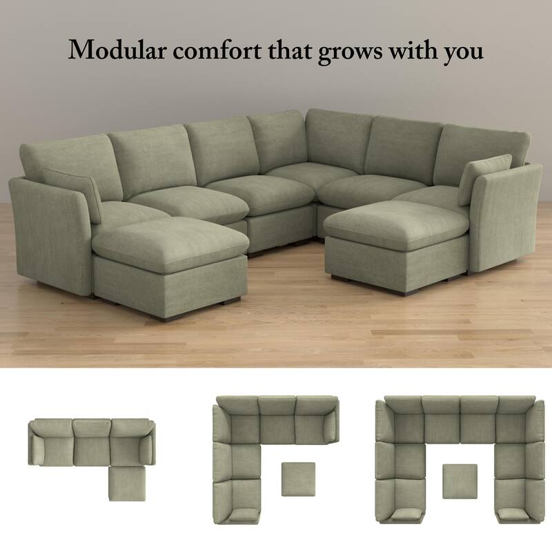 Bush Home Sienna Modular 4-Seater Sectional with Storage Ottoman