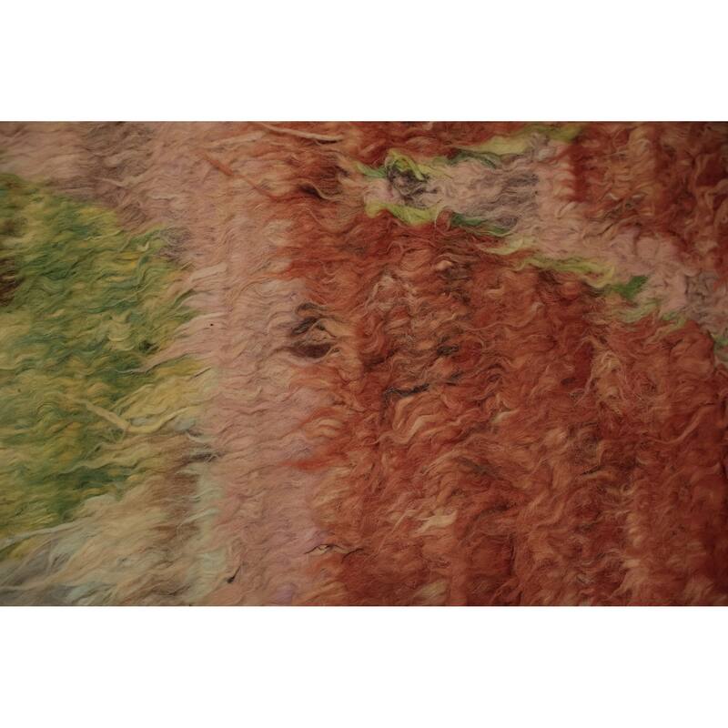 Hand Knotted Oriental 100% Wool Carpet Modern Tribal Oranges & Rust Moroccan Area Rug - 9' 11'' X 6' 5''