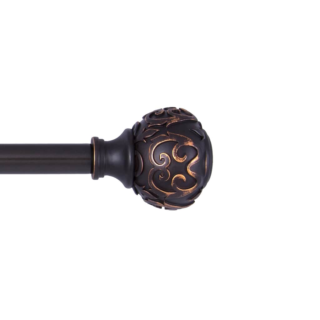 Kenney® Fast Fit™ Carey 5/8" Easy Install Decorative Window Curtain Rod, 36-66", Oil Rubbed Bronze
