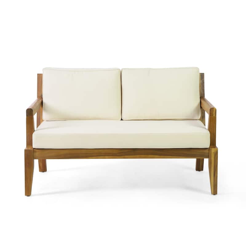 Rossville Outdoor Acacia Wood Loveseat and Coffee Table Set by Christopher Knight Home