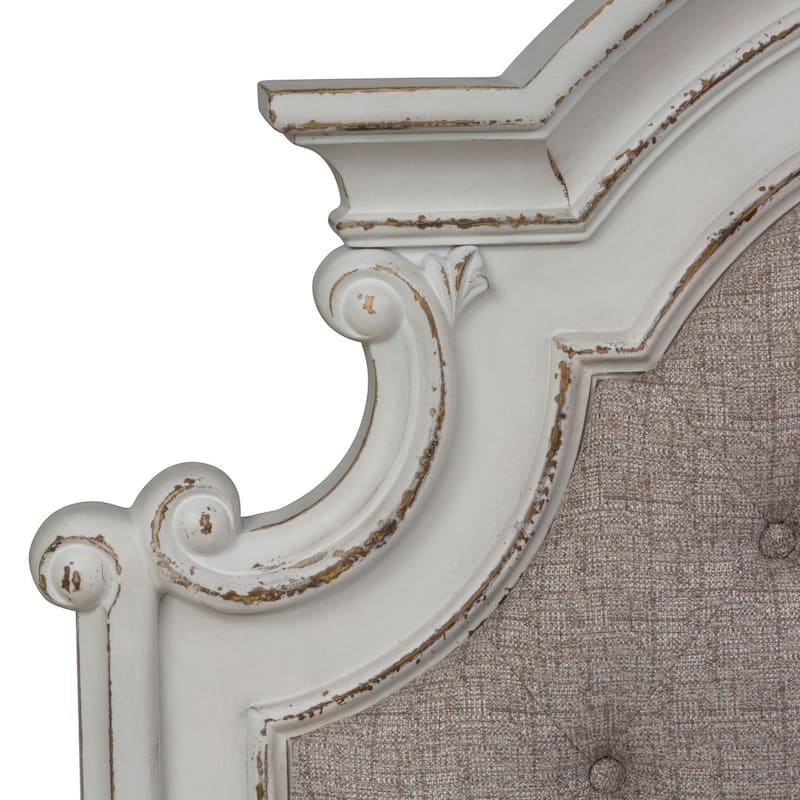 Magnolia Manor Antique White Weathered Bark Twin Uph Panel Headboard
