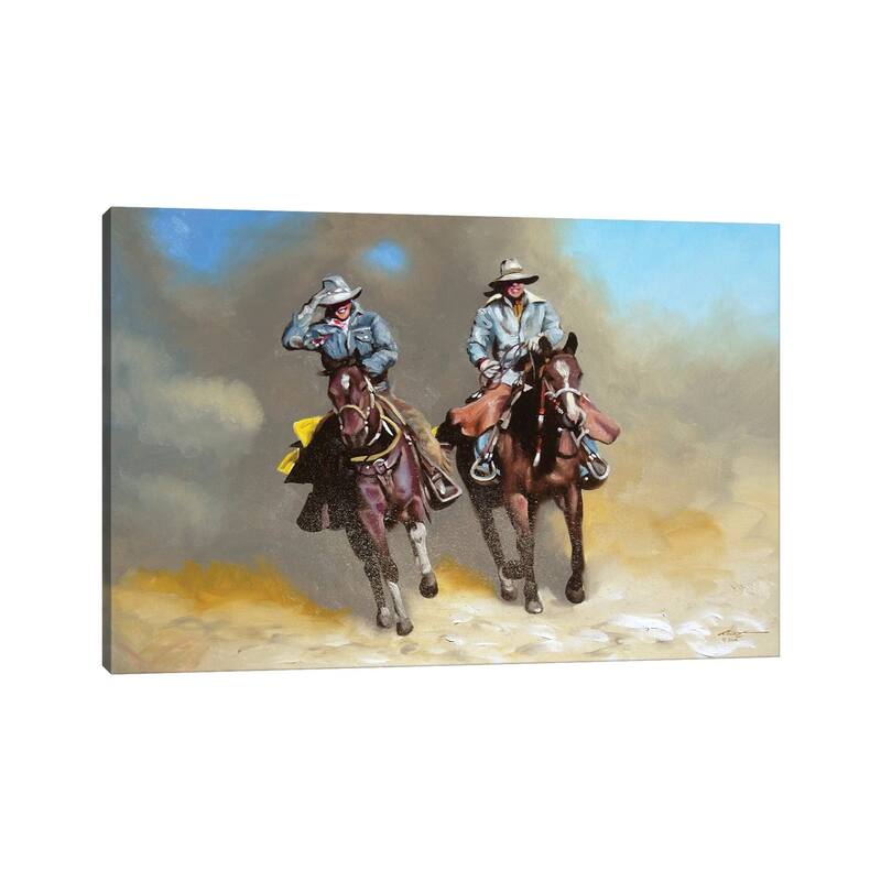 iCanvas "Cowboy and Cowgirl on Horses" by D. "Rusty" Rust Canvas Print