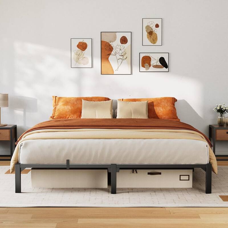 10 Inch Metal Platform Bed Frame Easy Assembly Bed Base for Bedroom and Home Use - Queen