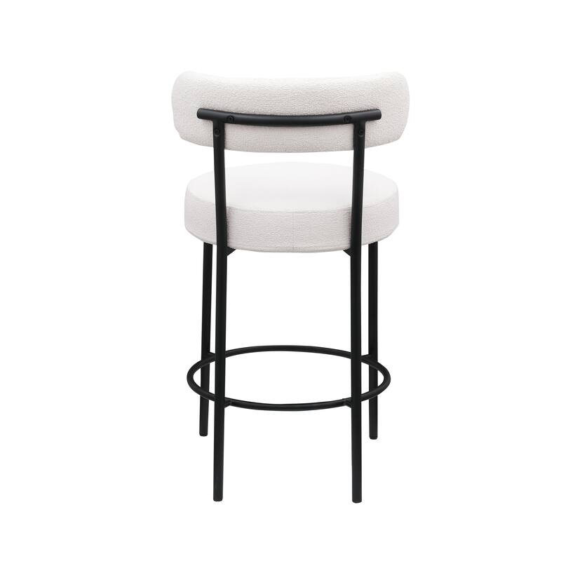 Counter Height Stools Set of 2, 26" Seat Height Barstools with Brushed Brass Metal Legs Round Low Back Stools with Footrest