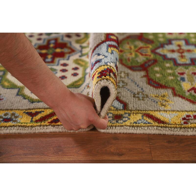 Geometric Kazak Oriental Rug Hand-Knotted Wool Carpet - 2'6"x 5'11"