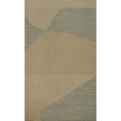 Hand Woven Oriental 100% Wool Carpet Southwestern Modern Beige & Ivories Kilim Area Rug - 6' 0'' X 4' 0''