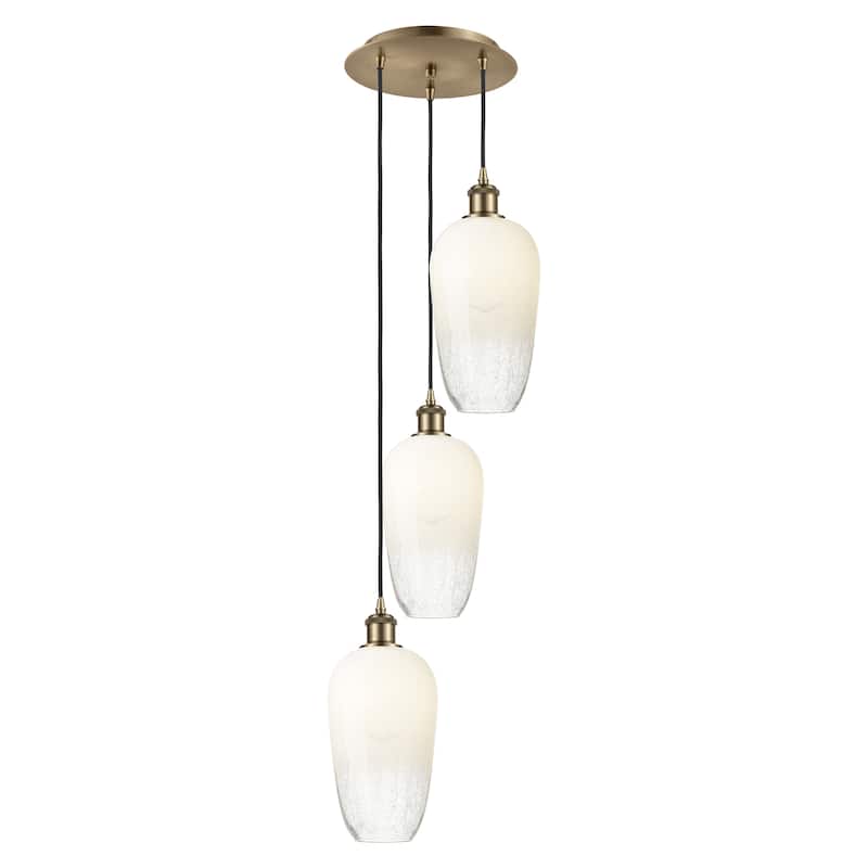 Innovations Lighting Endless Possibilities Ballston - Brookhaven Flute - 3 Light 14" Cord Hung Multi Pendant - Antique Brass/Opal