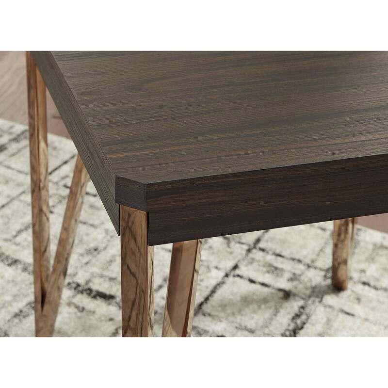 Signature Design by Ashley Bandyn Brown/Champagne Table (Set of 3) - 47"W x 24"D x 19"H