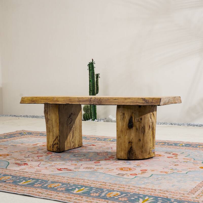 Terrafab Composite Faux-Wood Coffee Table with Iron Frame