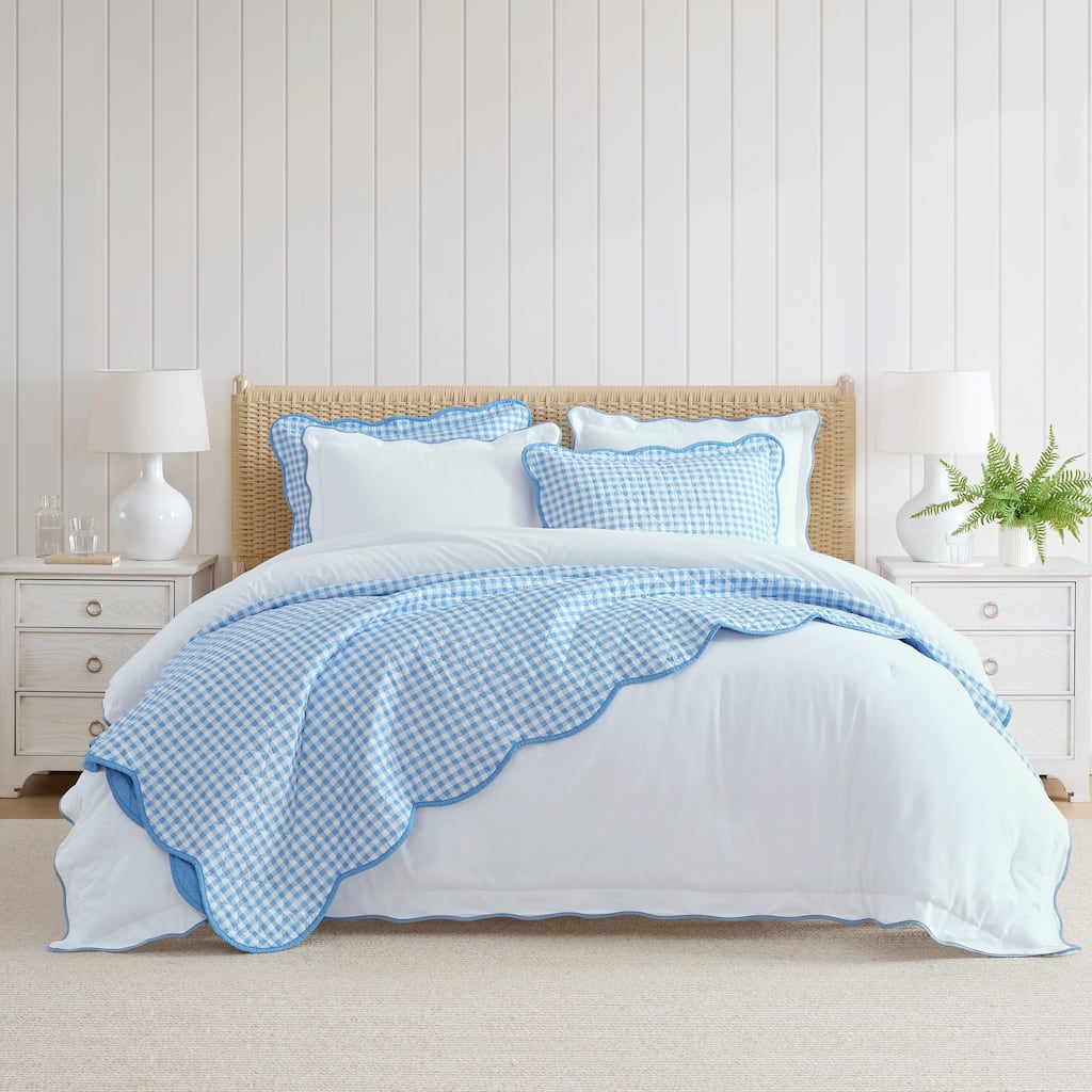 Martha Stewart Olivia Gingham Cotton Reversible Quilt Set