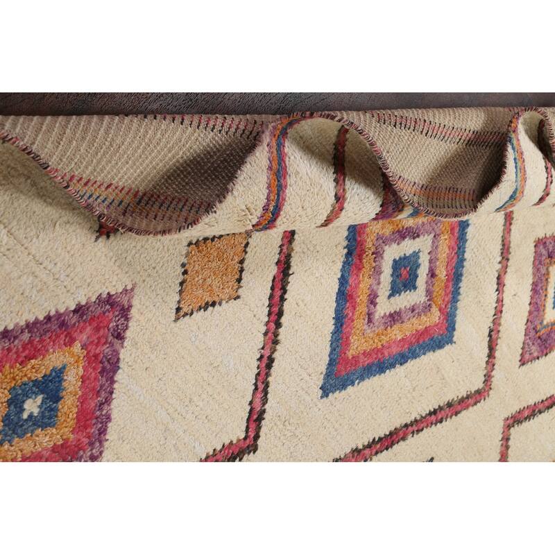 Tribal Geometric Moroccan Oriental Wool Area Rug Hand-knotted Carpet - 5'10" x 9'11"