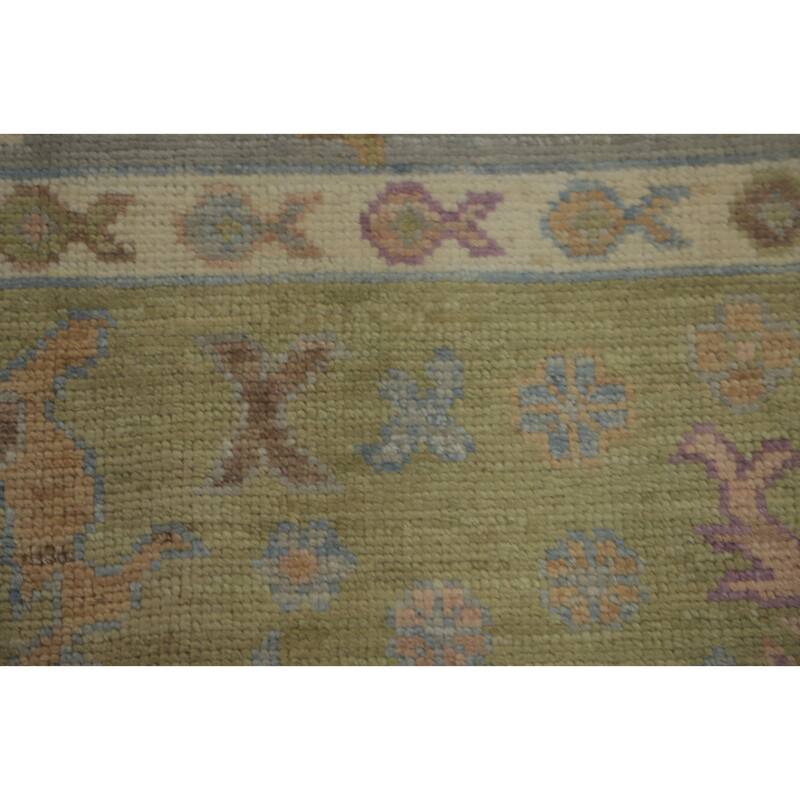 Handmade Gray Oushak Vegetable Dye Area Rug, Floral Geometric Carpet - 10' 0'' X 8' 0''