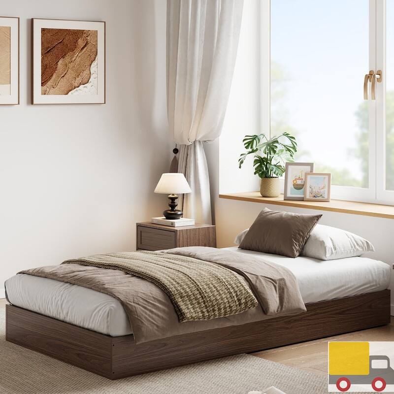 Modern Solid Wood Platform Bed Frame - Twin XL - Brown