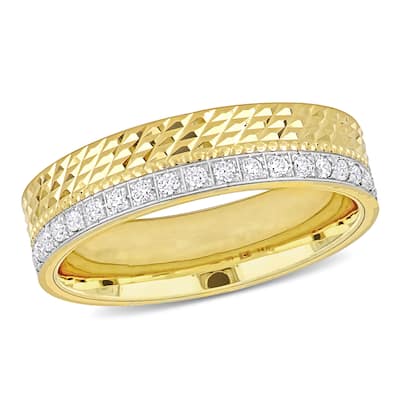 Miadora 1/2ct TGW Cubic Zirconia Eternity Textured Wedding Band 14k Yellow Gold