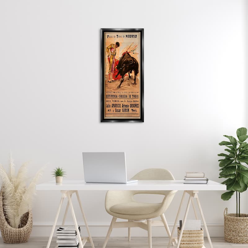 Stupell Great Bullfight Antique Advertisement Framed Floater Canvas Wall Art Design By Marcus Jules