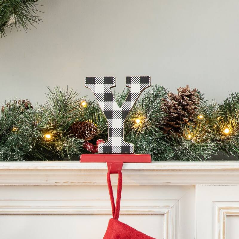 Glitzhome 6-7" H Heavy Duty Christmas NOEL Stocking Holders Mantel Ornament