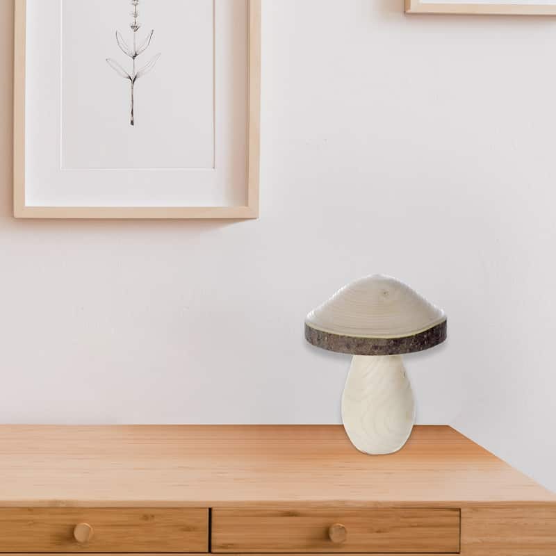 Natural Wooden Mushroom 3.15" - Set of 2