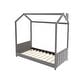 preview thumbnail 5 of 6, Twin Size House Bed Velvet Platform Bed with Roof and Pine Frame
