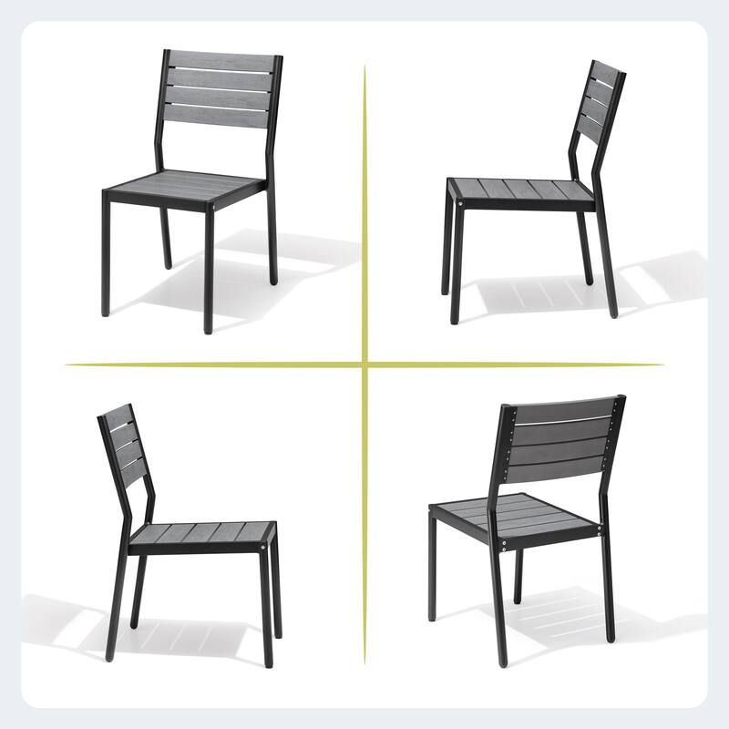 Patio Dining Furniture Set with Stackable Chairs and Dining Rectangle Table