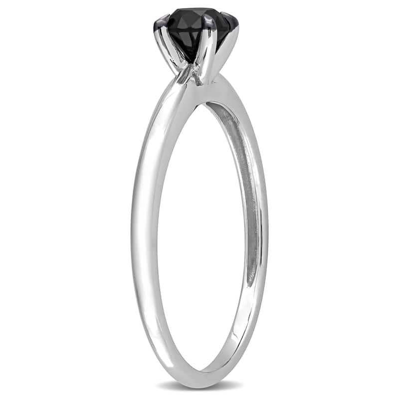 Miadora 1/2ct TDW Black Diamond Solitaire Engagement Ring in 14k White Gold