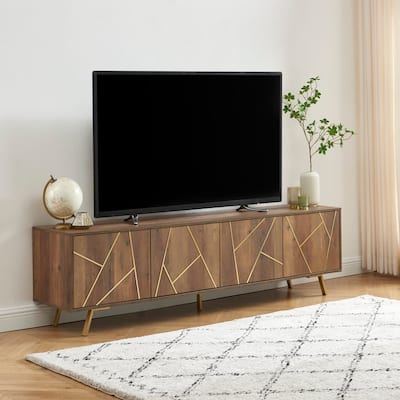 75'' W Wood TV Stand Classic Entertainment Center Media Console