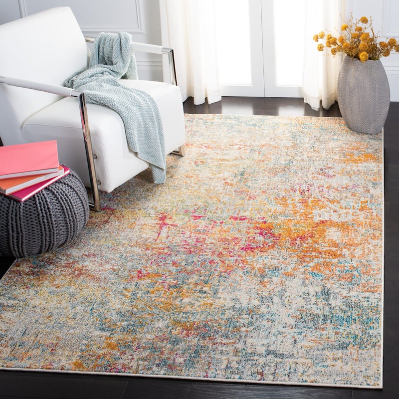 SAFAVIEH Madison Loane Modern Abstract Rug - 9' x 12' - Grey/Turquoise - Rectangle