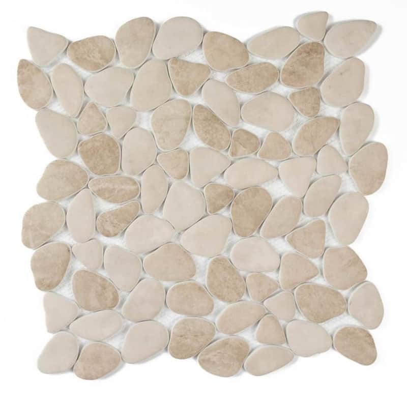 Huron Rock 12x12 Matte Glass Pebble Mosaic Tile - Floor, Wall, Backsplash