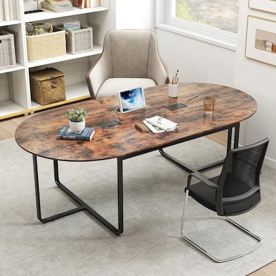 95" Conference Table Large Oval Meeting Table for 10-12 People