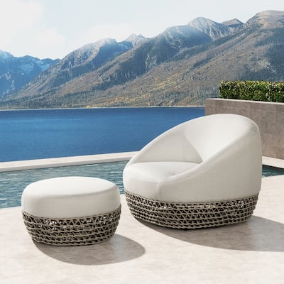 Willow 35.5" Woven Upholstered Deep Seating Outdoor Patio Armchair