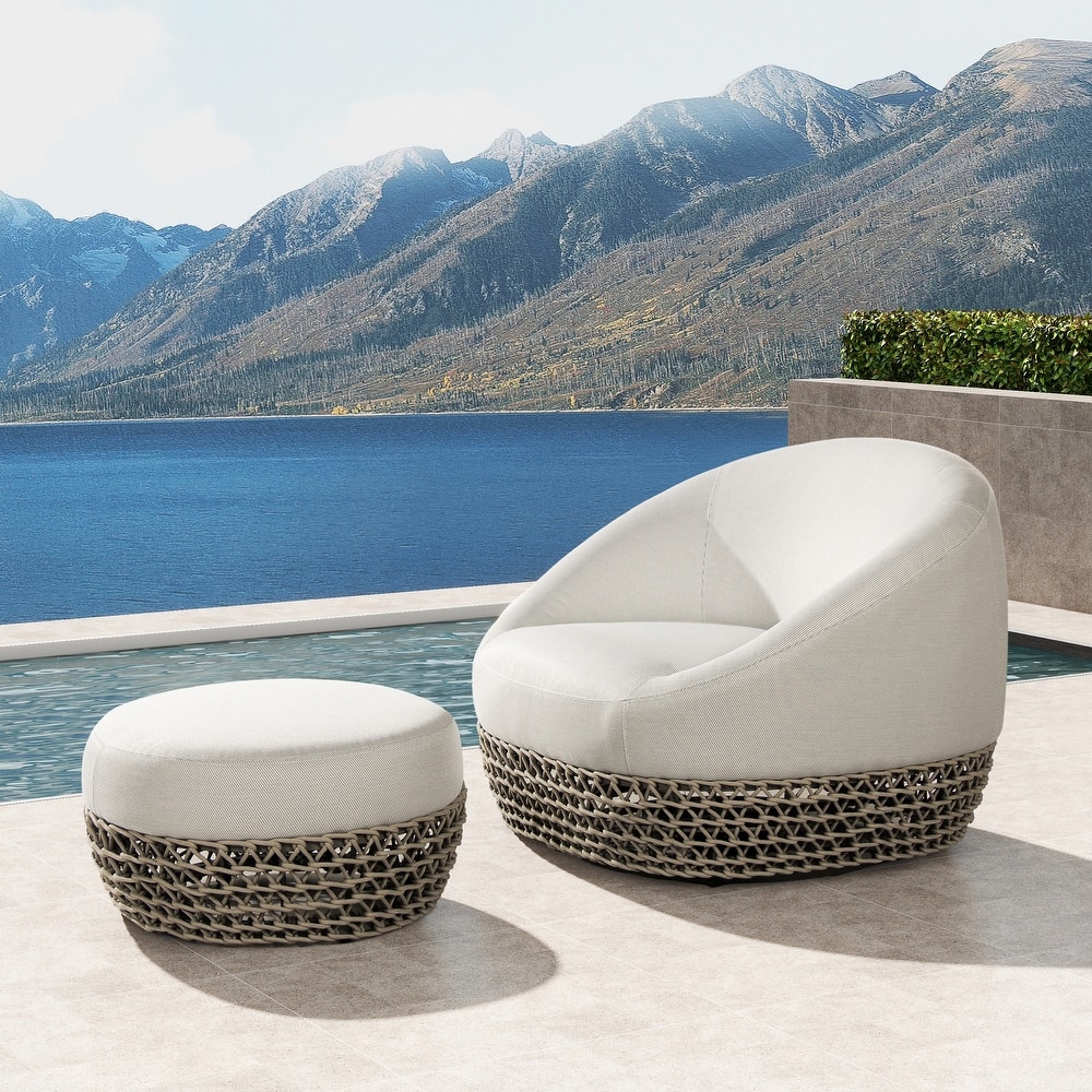 Willow 35.5" Woven Upholstered Deep Seating Outdoor Patio Armchair