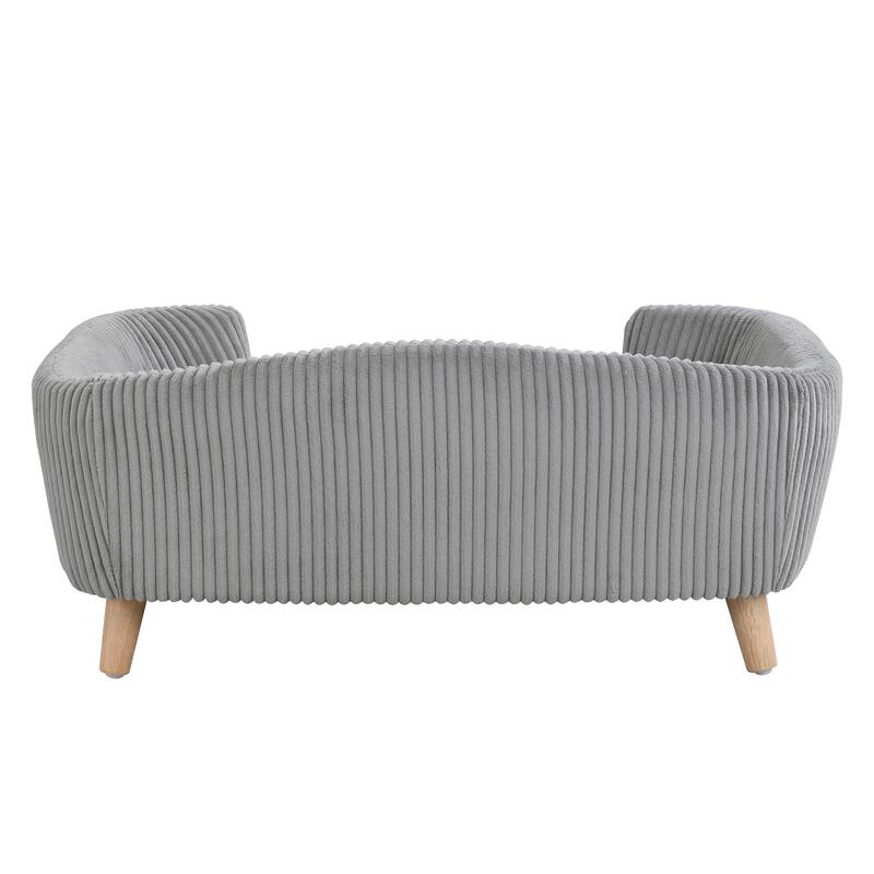 Roomfitters Modern Dog Sofa Bed, Corduroy Pet Couch with Supportive Foam and Wooden Legs, Elevated Design