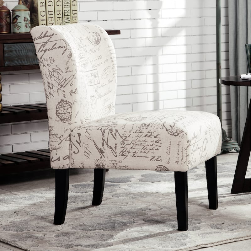 White Modern 29.13" Upholstered Accent Chair with Wood Legs for Living Room