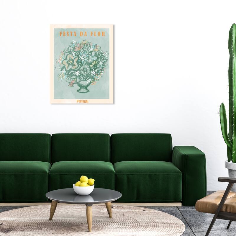 Wynwood Studio Canvas Floral and Botanical Festa da Flor Portugal Blue and Teal Modern & Contemporary Wall Art Canvas Print - 36 x 30