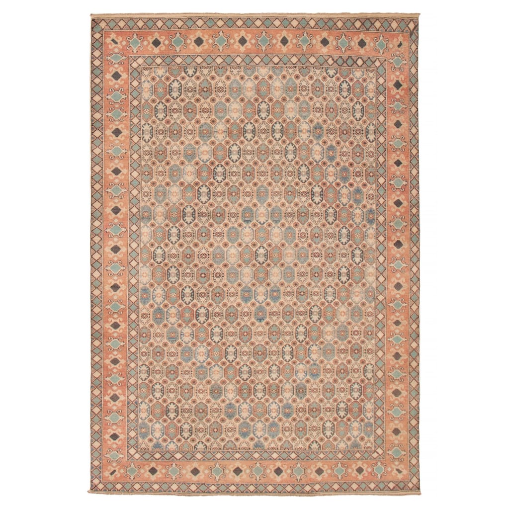 ECARPETGALLERY Hand-knotted Finest Ghazni Ivory Wool Rug - 6'6 x 9'4