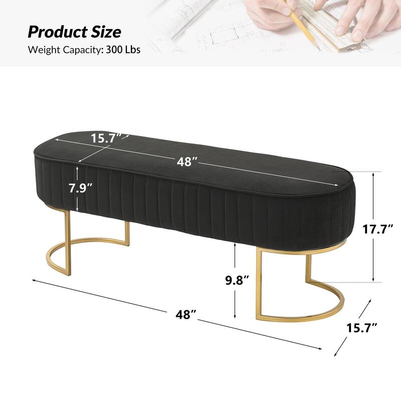 Justo 48" Wide Bench with Metal Base