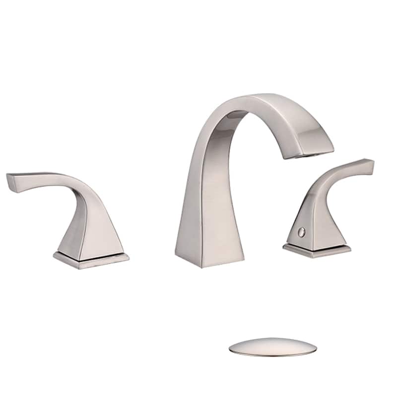 BATHLET Artistic Arc Widespread Bathroom Faucet With Drain - Brushed Nickel