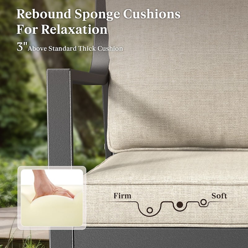 Outdoor Patio Glider Chairs Beige Cushion Set