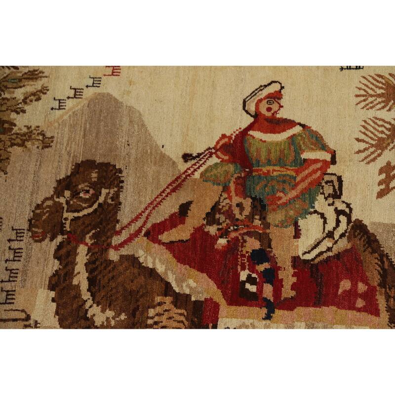 Vegetable Dye Karabagh Oriental Rug Hand-Knotted Wool Carpet - 4'2" x 5'11"