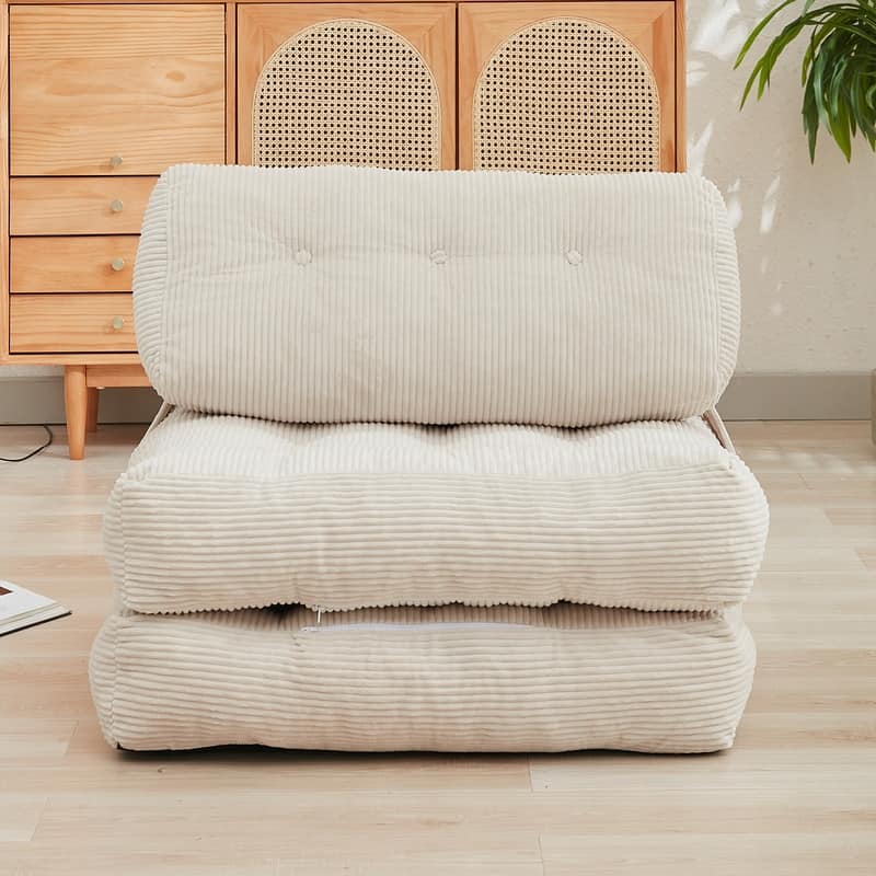 Mixoy W32''/W50'' Corded Velvet Fabric Folding Floor Lazy Futon Sofa Bed