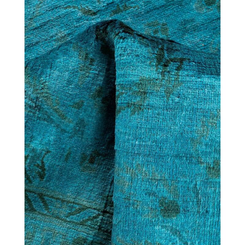 Fine Vibrance, One-of-a-Kind Hand-Knotted Runner Rug - Blue, 2' 6" x 10' 3" - 2' 6" x 10' 3"
