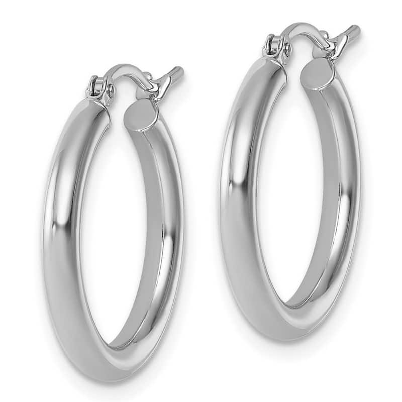 Curata 14k White Gold Polished Lightweight Tube Hoop Earrings - 20x21mm