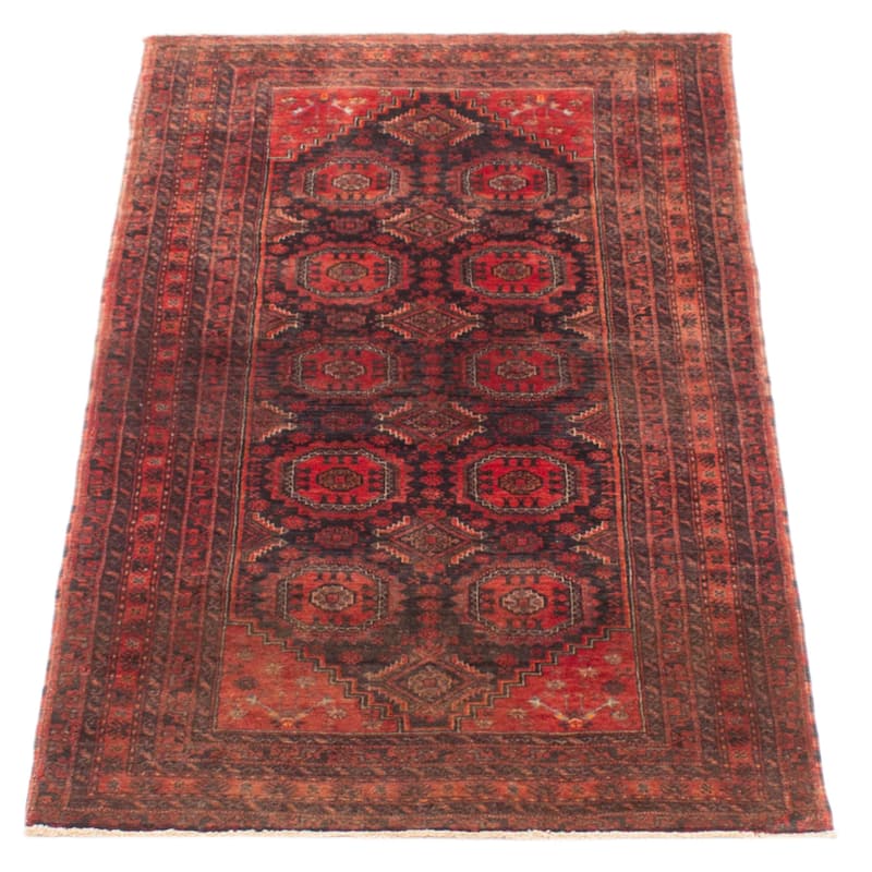 ECARPETGALLERY Hand-knotted Baluch Black Wool Rug - 3'0 x 5'9