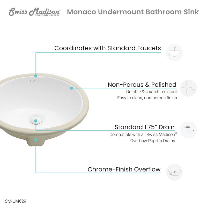 Monaco 16.5" Oval Under-Mount Bathroom Sink