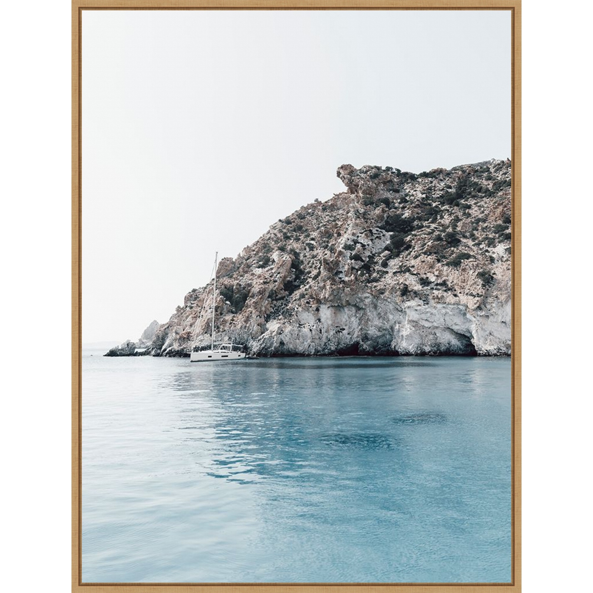 Sculptured Shoreline Milos by Bella Eve Framed Canvas Wall Art Print - Sylvie Natural