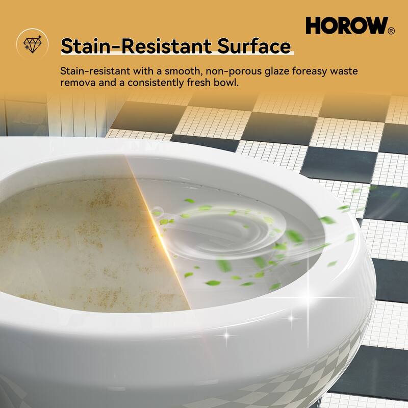 HOROW 2 Piece ADA Tall Single Flush Round Toilet White 1.28 GPF Strong Flush Soft Close Seat - 19 Inch