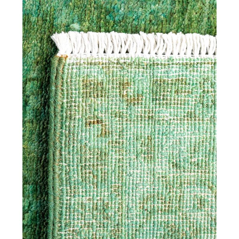 Overdyed One-of-a-Kind Hand-Knotted Area Rug - Green - 3' 1" x 15' 10"